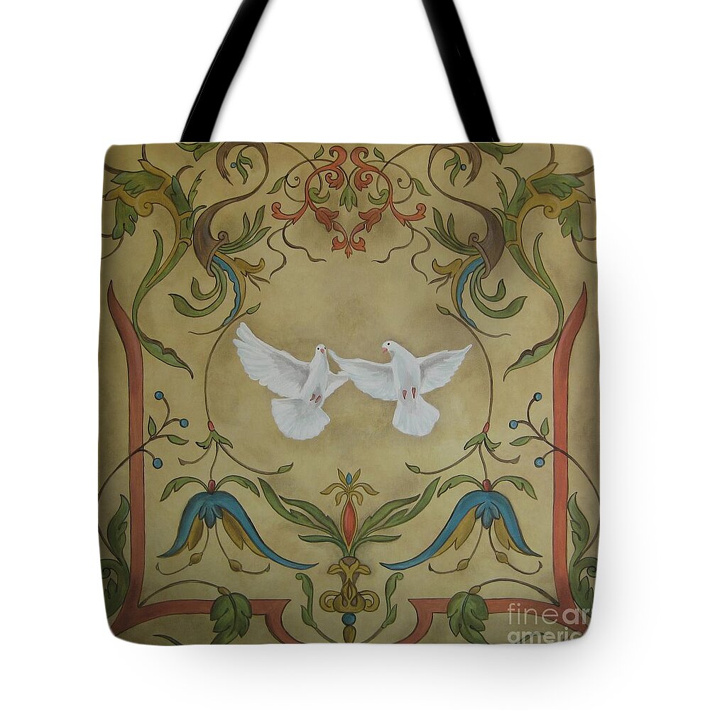 Noewi Tote Bag featuring the painting Love Doves by Jindra Noewi