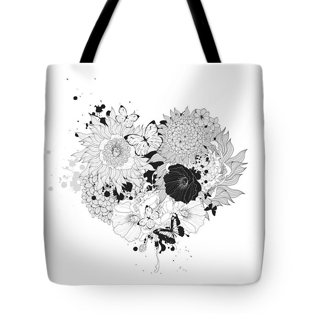 Floral Heart Love Garden Tote Bag by BONB Creative - Pixels