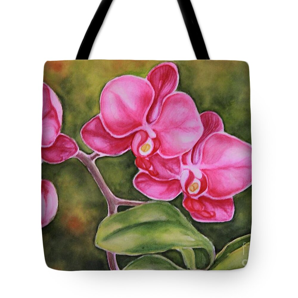 Flower Tote Bag featuring the painting Love in pink by Inese Poga