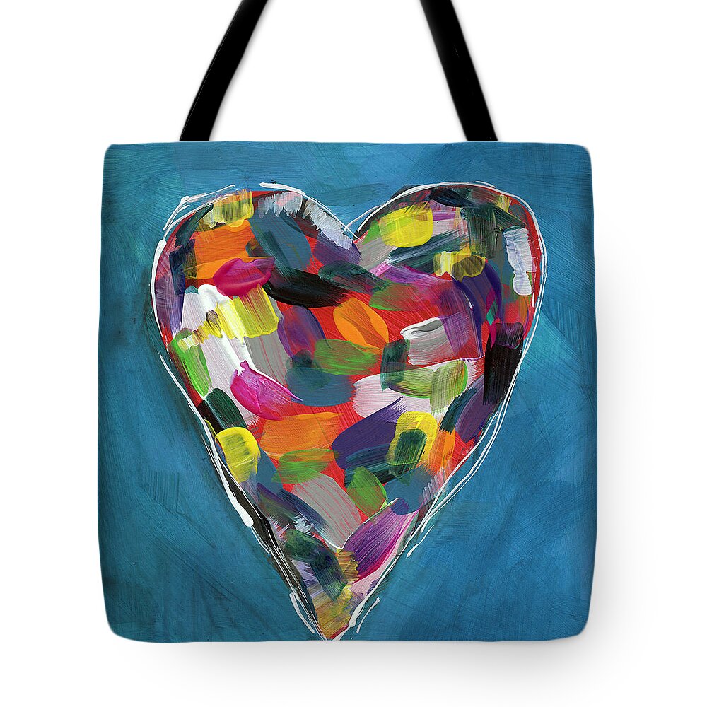 Love Tote Bag featuring the painting Love Is Colorful in Blue- Art by Linda Woods by Linda Woods