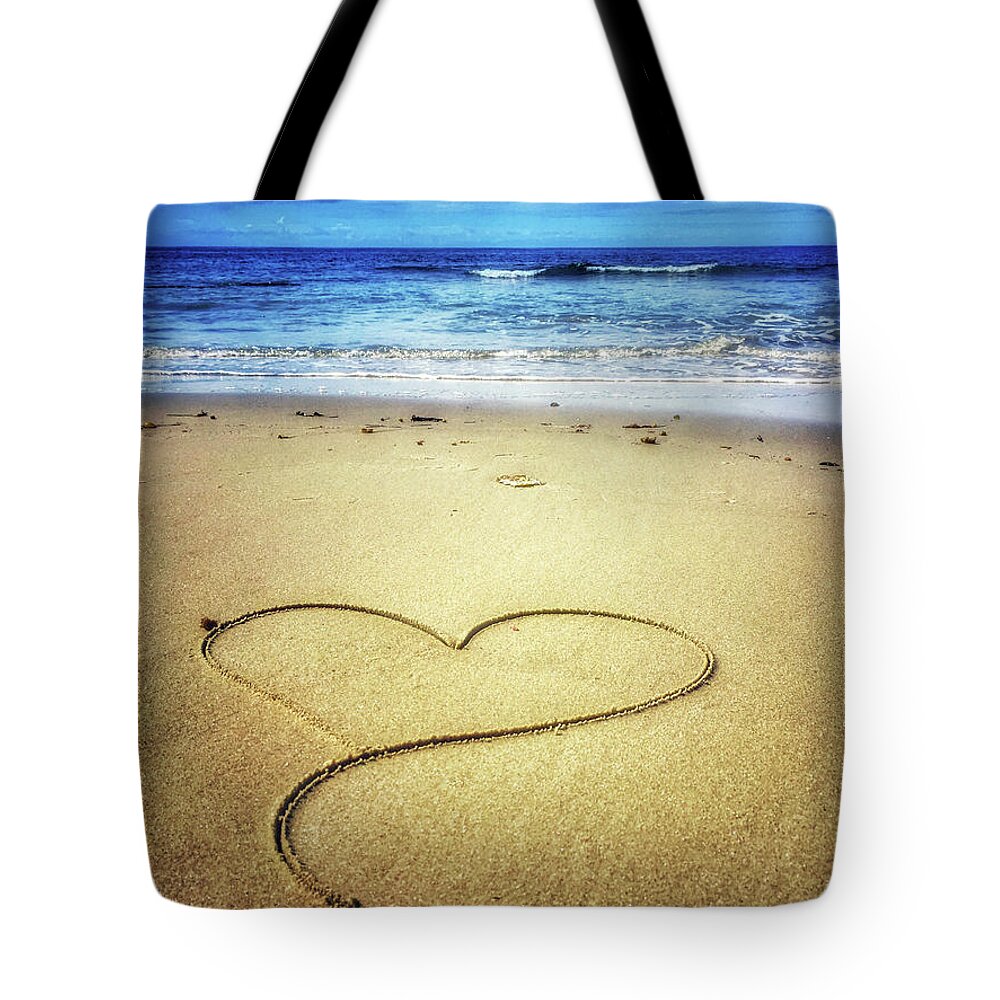 Heart Tote Bag featuring the photograph Love of the Ocean by Dianna Lynn Walker