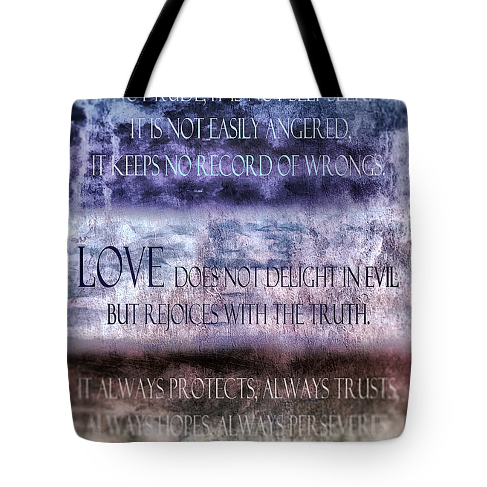Love Tote Bag featuring the digital art Love Rejoices With The Truth by Angelina Tamez