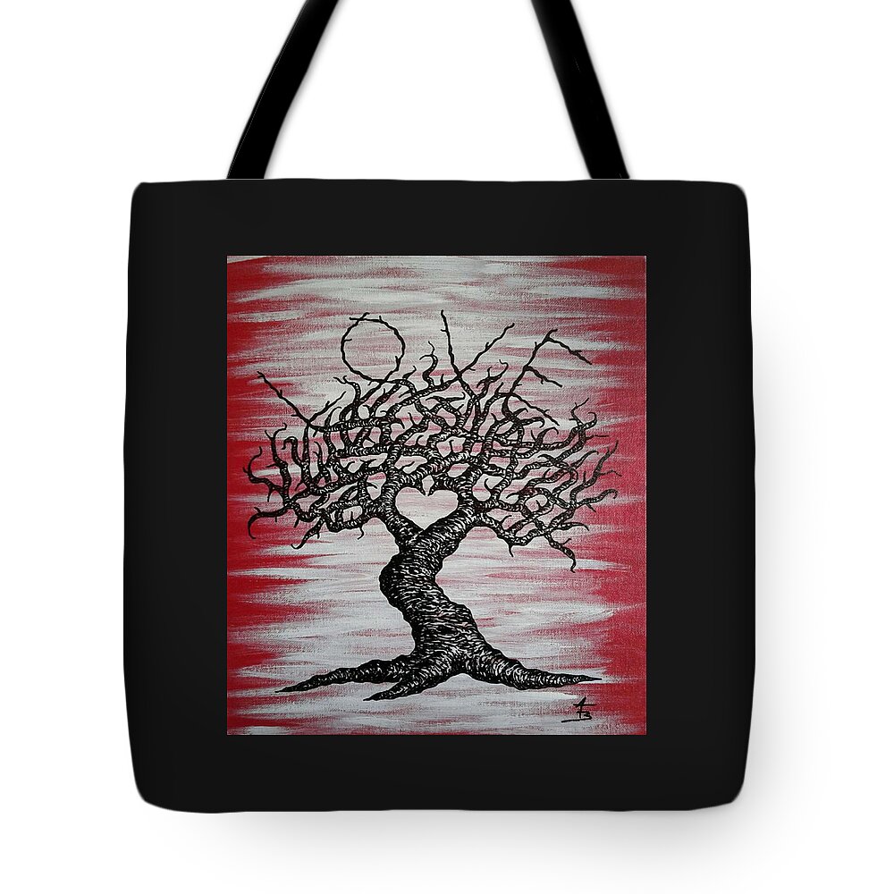 Aspire Tote Bag featuring the drawing Love Tree Art by Aaron Bombalicki