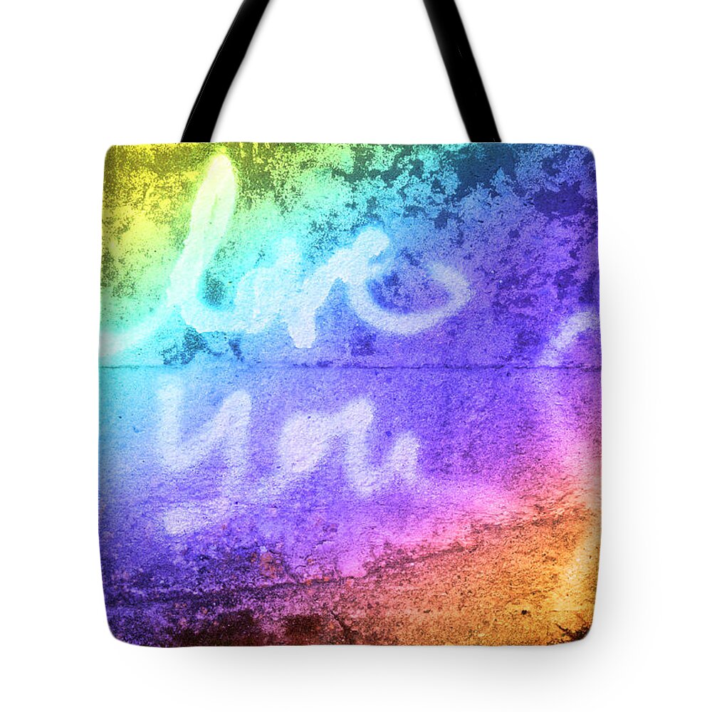 Rainbow Tote Bag featuring the photograph Love You Rainbow by Cathy Mahnke