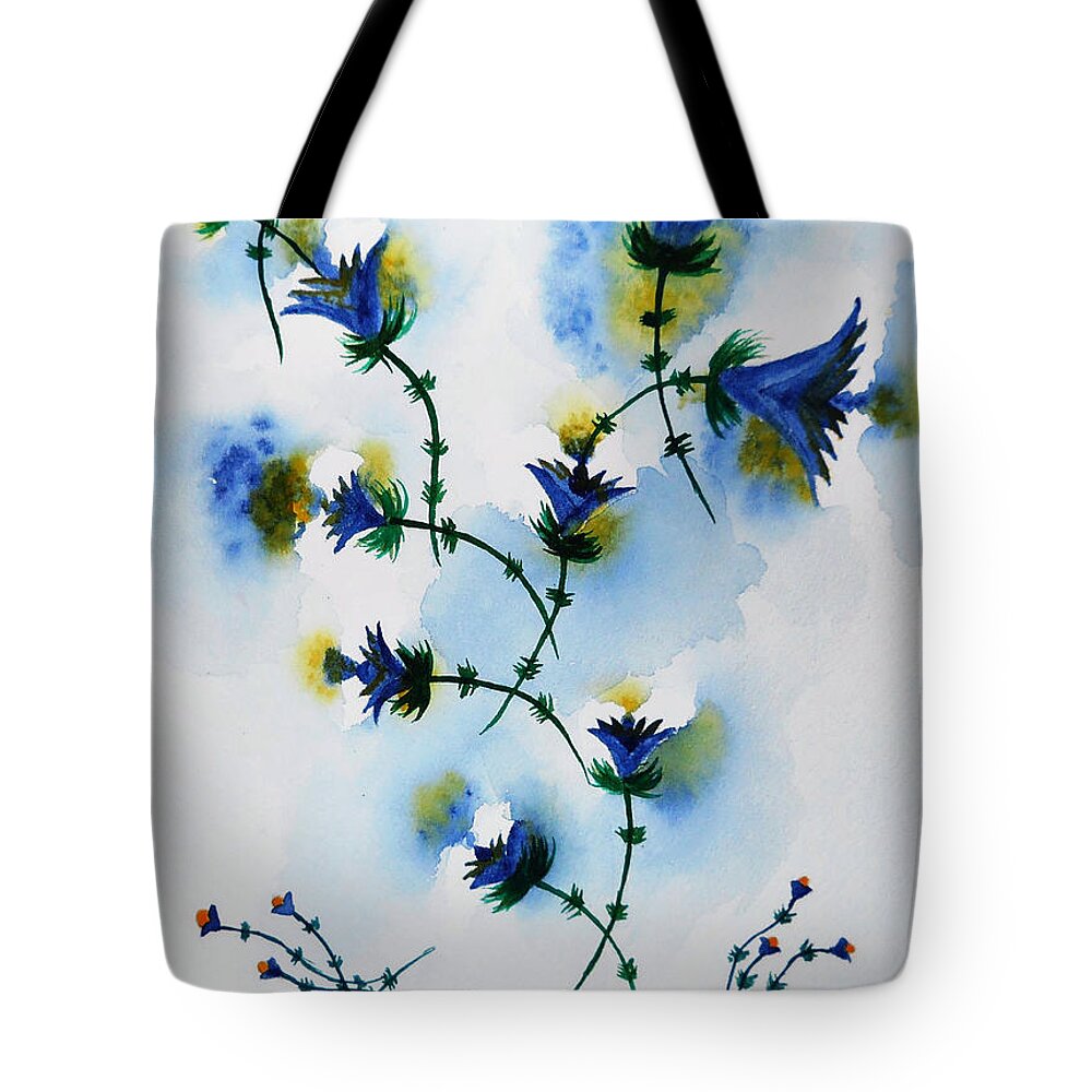 Flower Tote Bag featuring the painting Lovely Lolita's in Blue by Carol Crisafi