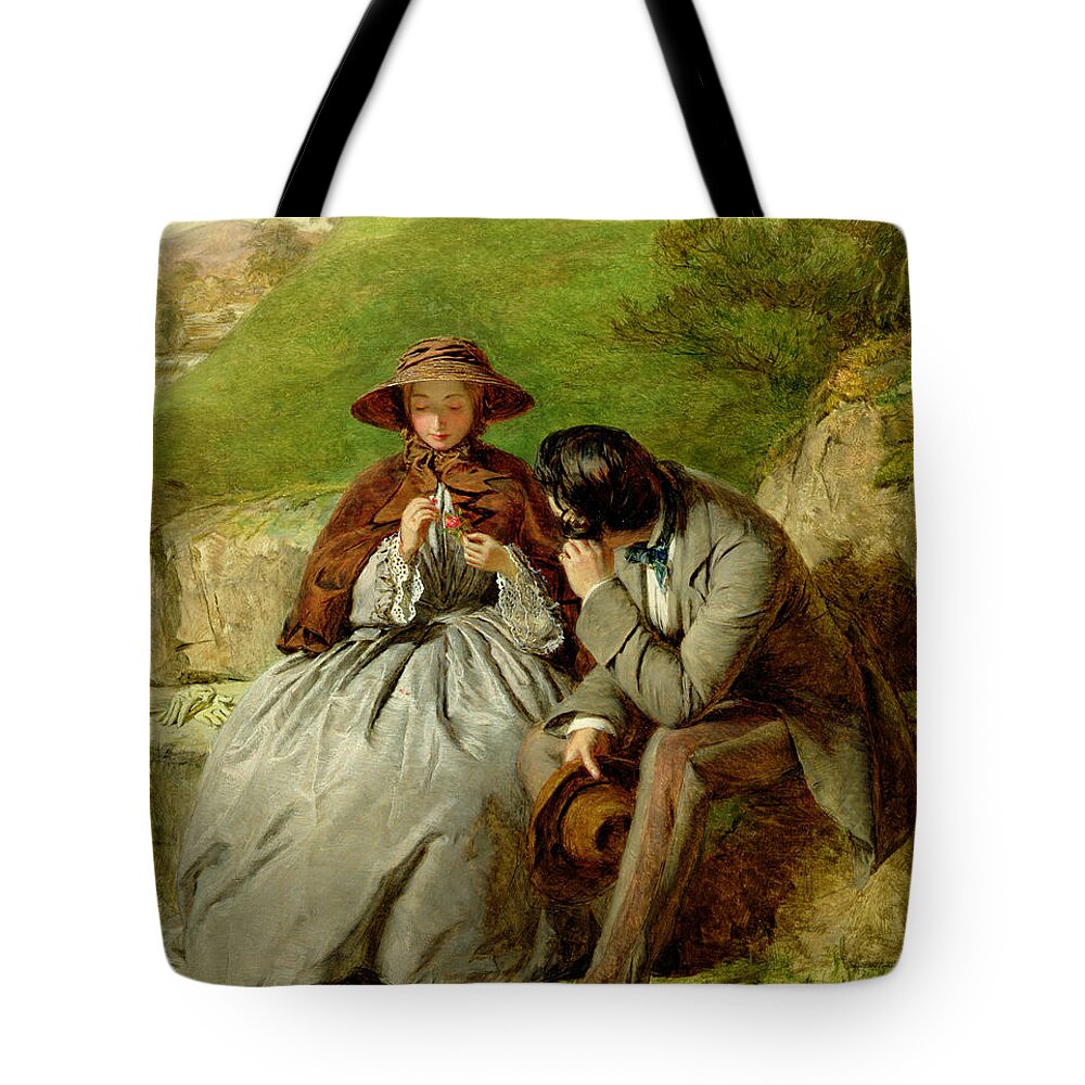 Lovers Tote Bag featuring the painting Lovers by William Powell Frith by William Powell Frith