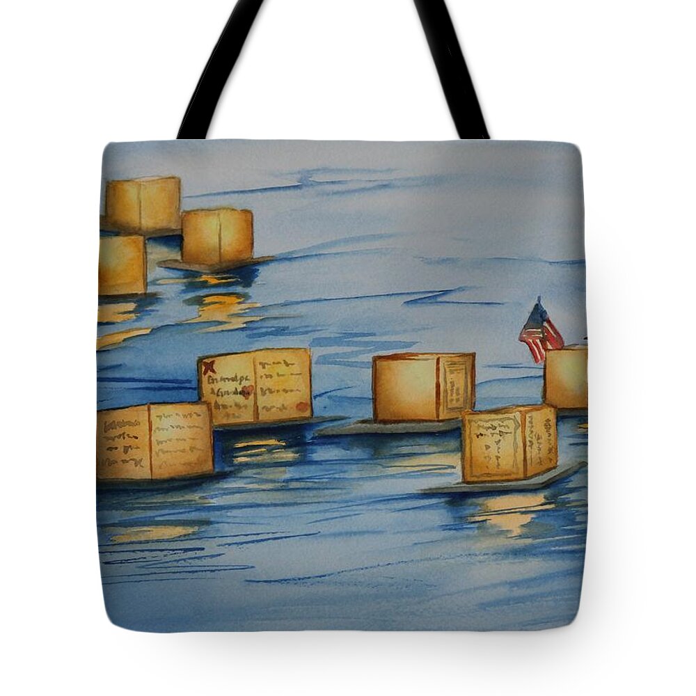 Floating Tote Bag featuring the painting Loving Memories by Kelly Miyuki Kimura