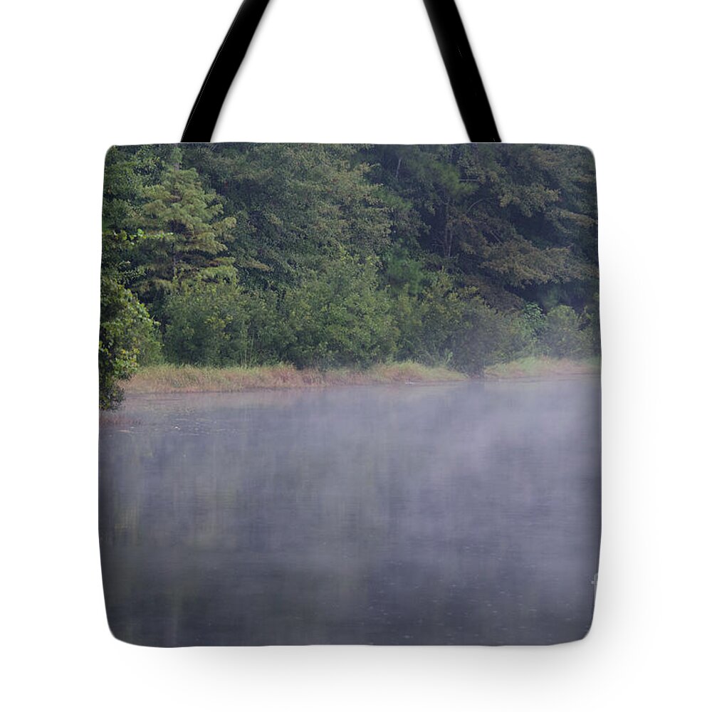 Fog Tote Bag featuring the photograph Lowcountry Morning Lake Fog by Dale Powell
