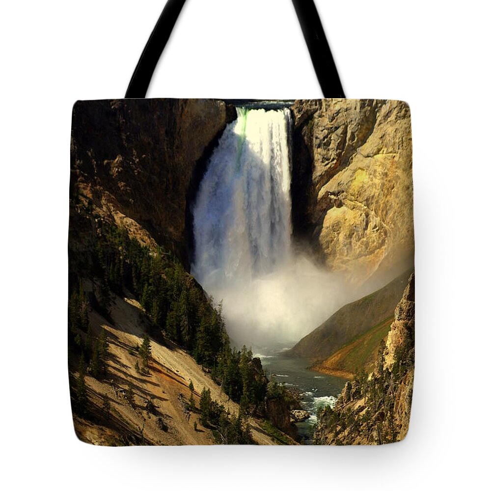 Yellowstone National Park Tote Bag featuring the photograph Lower Falls 2 by Marty Koch