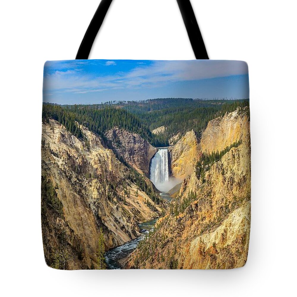 Waterfall Tote Bag featuring the photograph Lower Falls Grand Canyon of Yellowstone by Kevin Craft