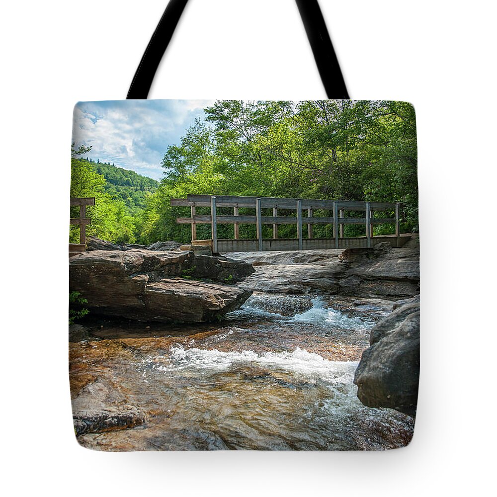 Waterscape Tote Bag featuring the photograph Lower Falls Overlook by Ginger Stein