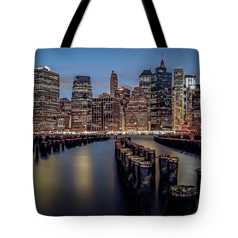 America Tote Bag featuring the photograph Lower Manhattan skyline by Eduard Moldoveanu