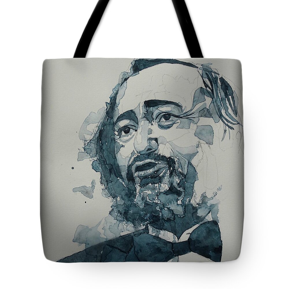 Luciano Pavarotti Tote Bag featuring the painting Luciano Pavarotti by Paul Lovering