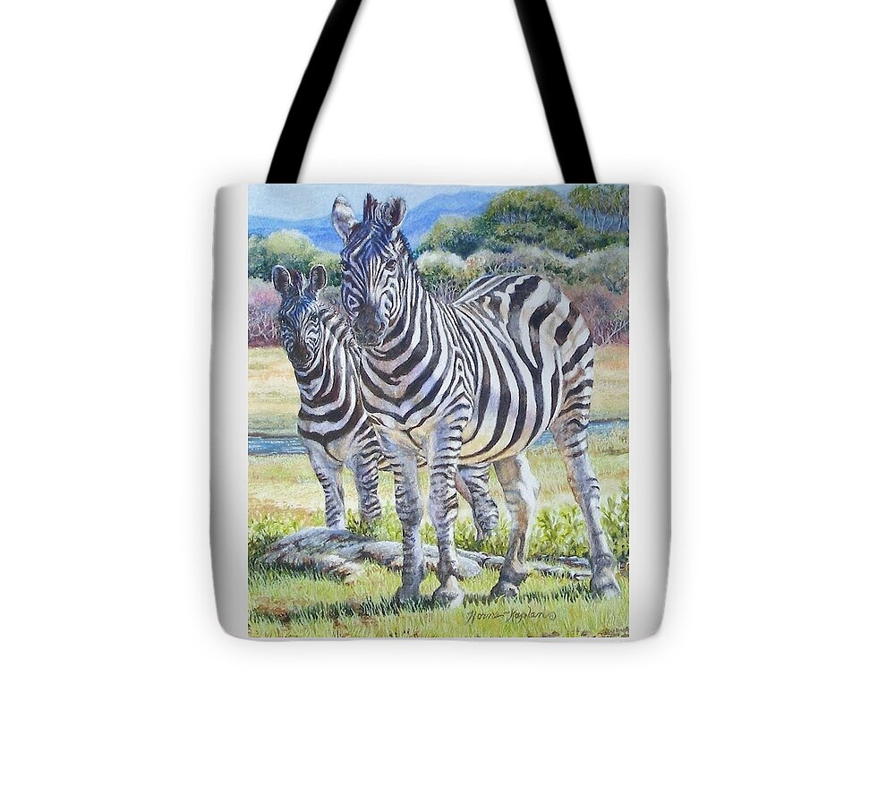 Zebras Tote Bag featuring the painting Lucky Stripes by Denise Horne-Kaplan