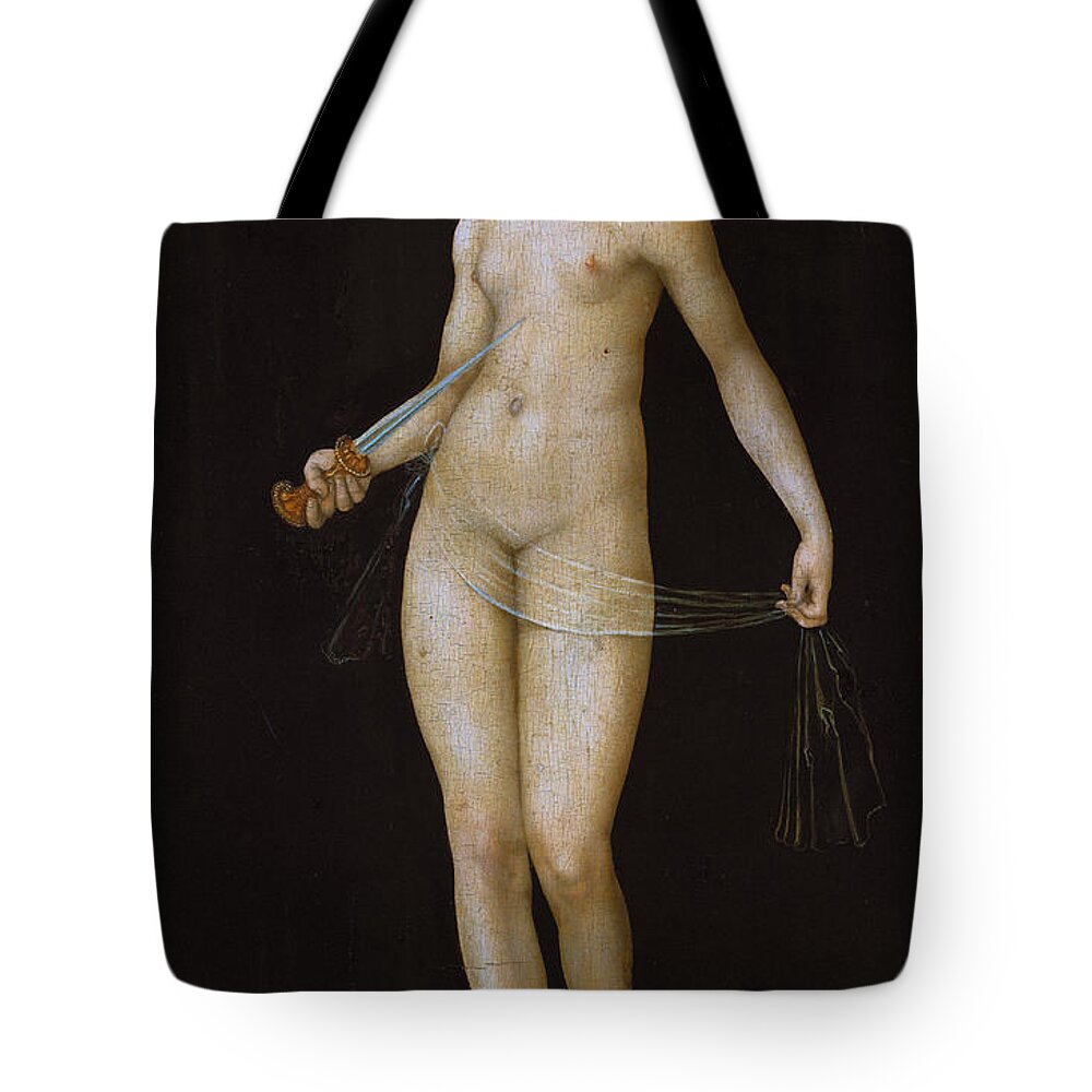 Nude Tote Bag featuring the painting Lucretia by Lucas the elder Cranach