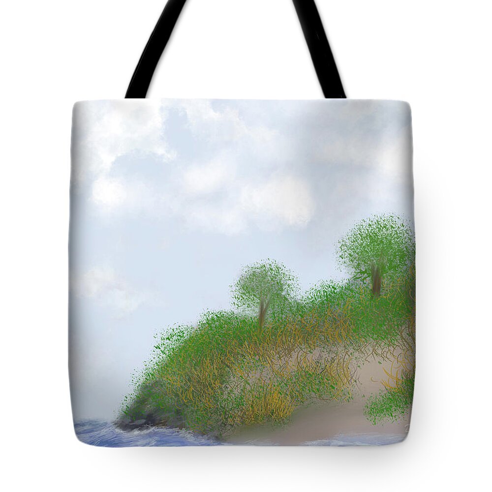 Dunes Tote Bag featuring the digital art Ludington Dunes by Dick Bourgault