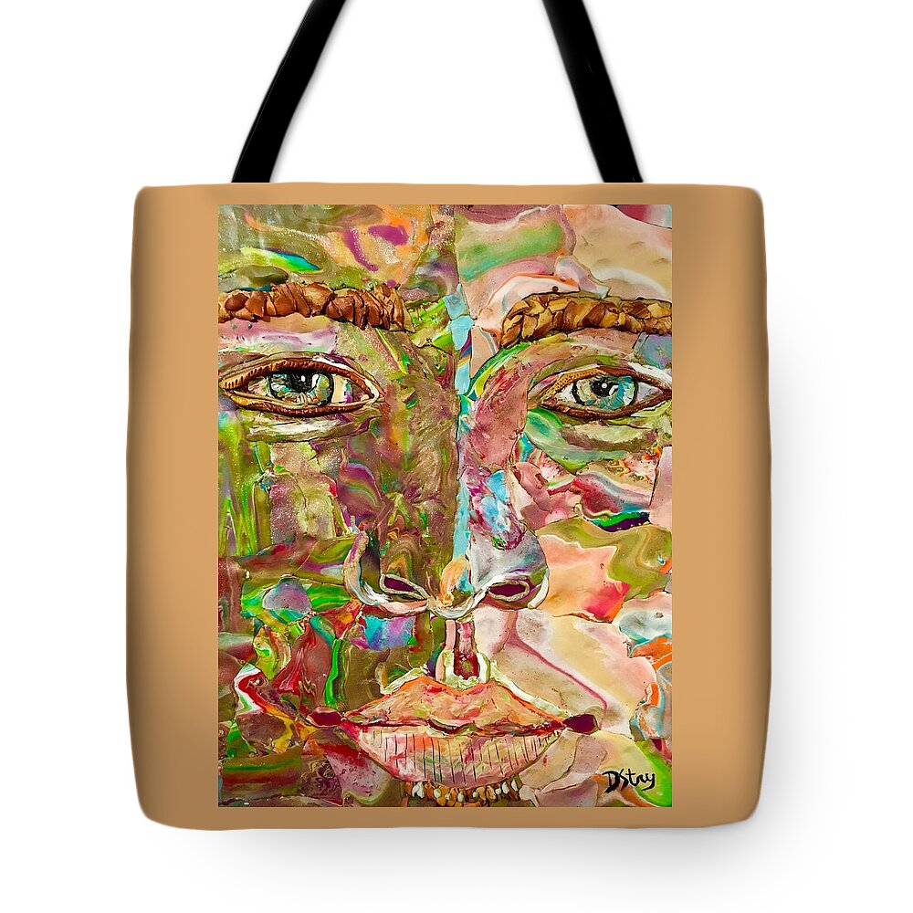 Portrait Tote Bag featuring the mixed media Lukas by Deborah Stanley