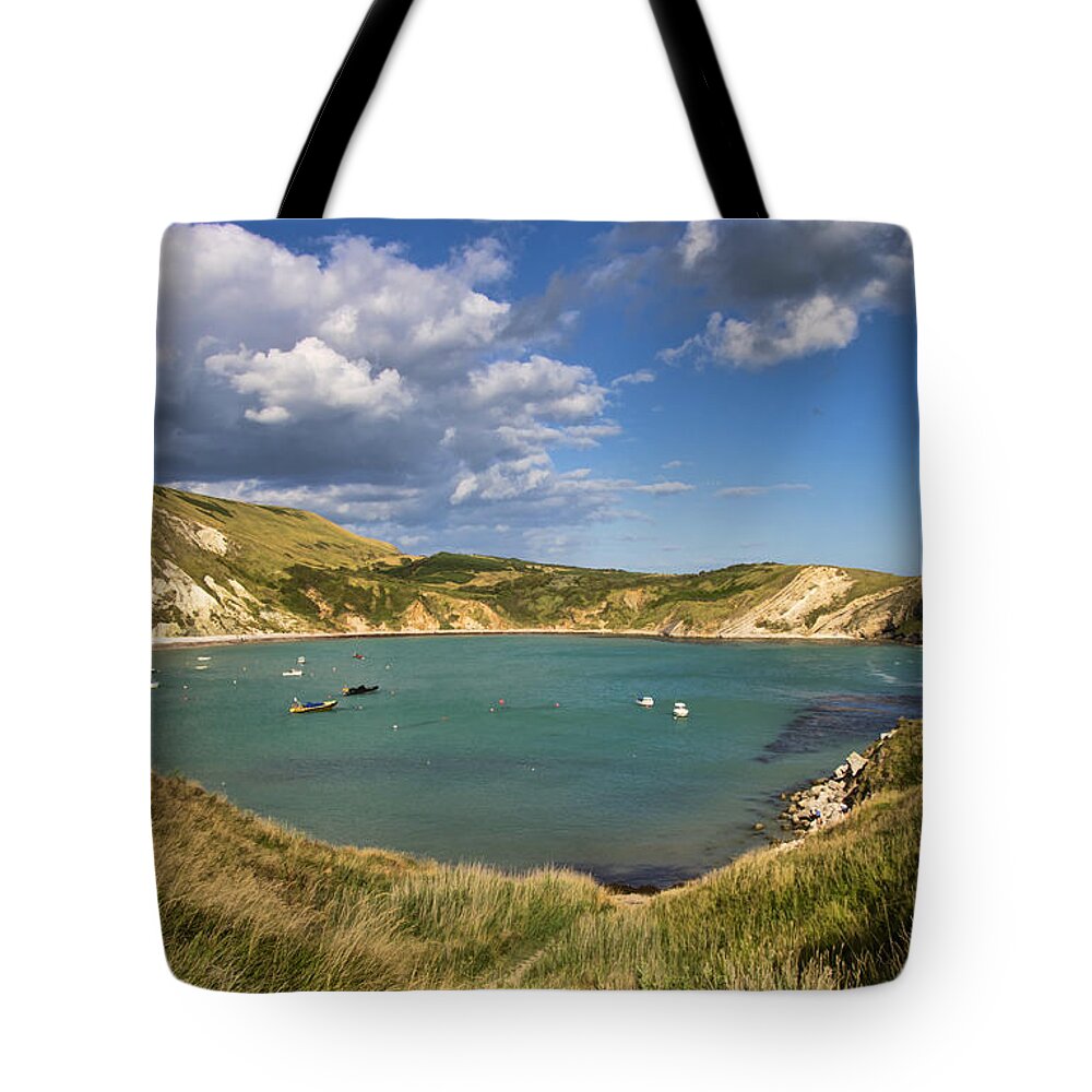 Lulworth Tote Bag featuring the photograph Lulworth Cove Dorset by Pete Hemington