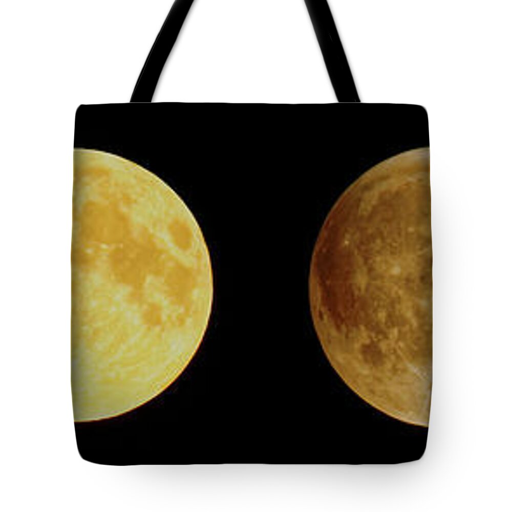 Moon Tote Bag featuring the photograph Lunar eclipse progression by Peter Ponzio
