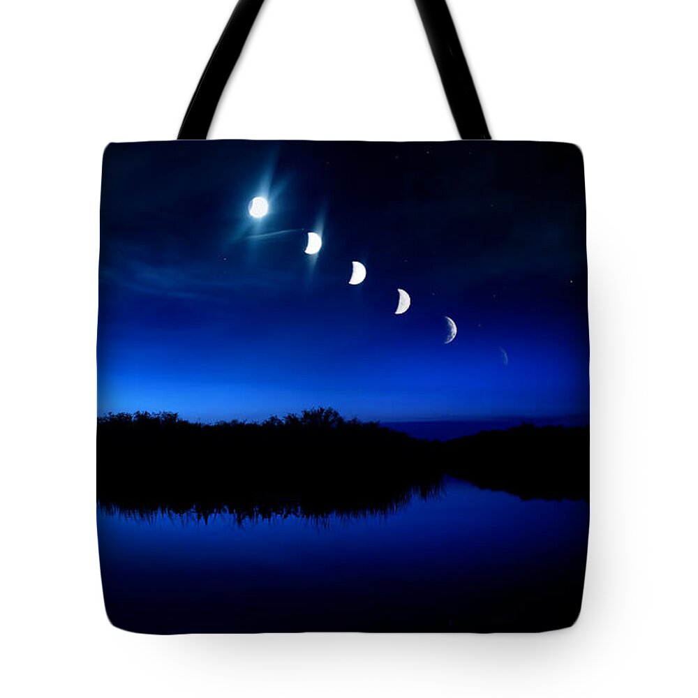 Eclipse Tote Bag featuring the photograph Lunar Eclipse Timelapse by Mark Andrew Thomas