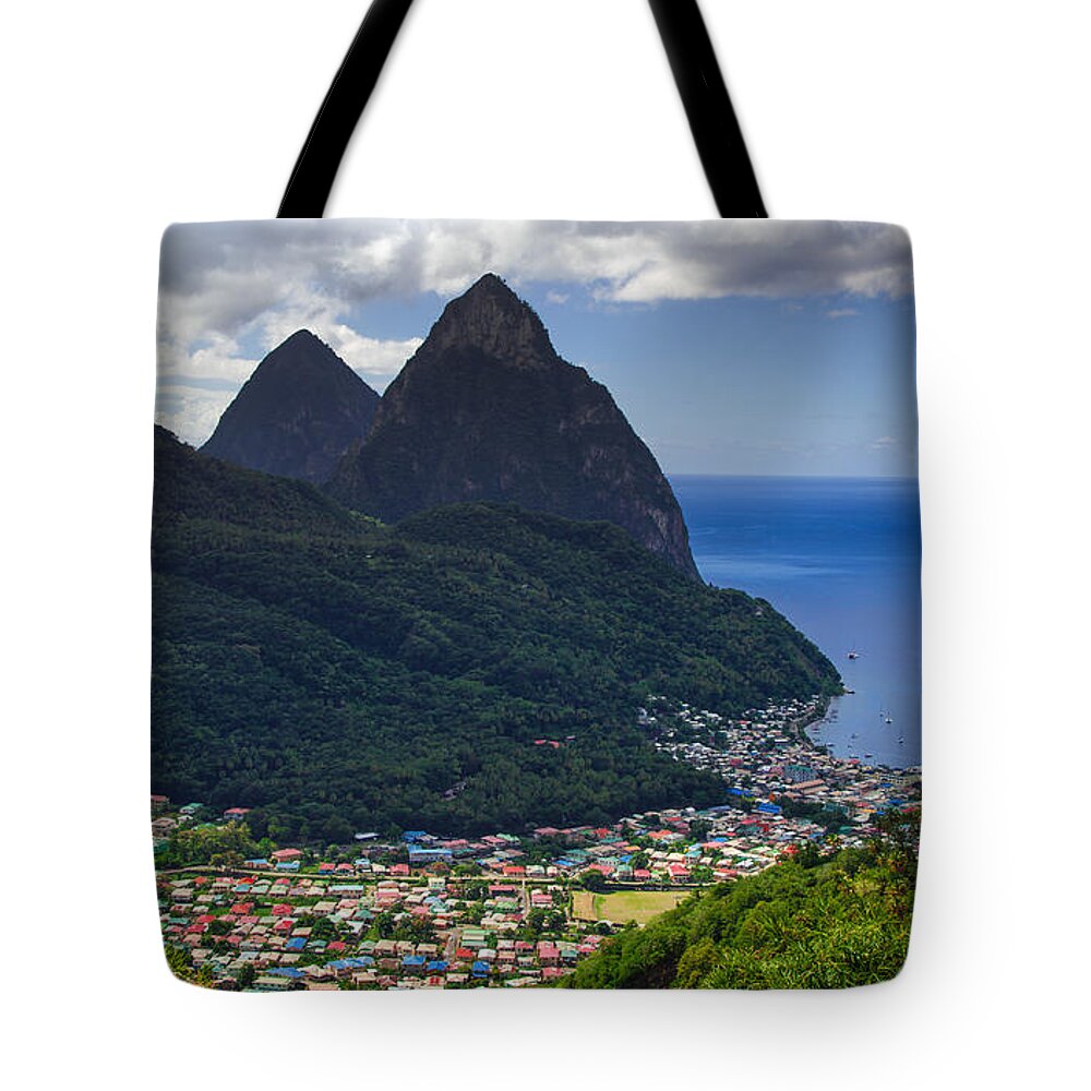 Saint Lucia Tote Bag featuring the photograph LURE of SAINT LUCIA by Karen Wiles