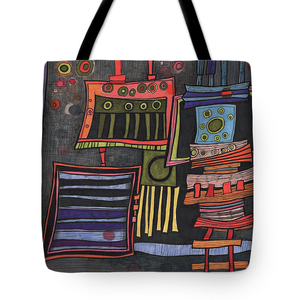 Sandra Church Tote Bag featuring the drawing Lurking Under The Bed by Sandra Church