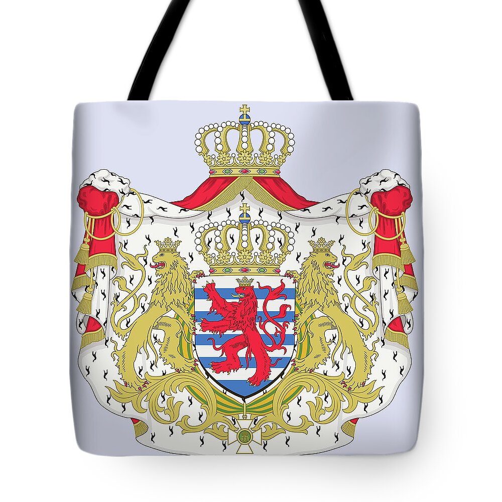 Luxembourg Tote Bag featuring the drawing Luxembourg Coat of Arms by Movie Poster Prints