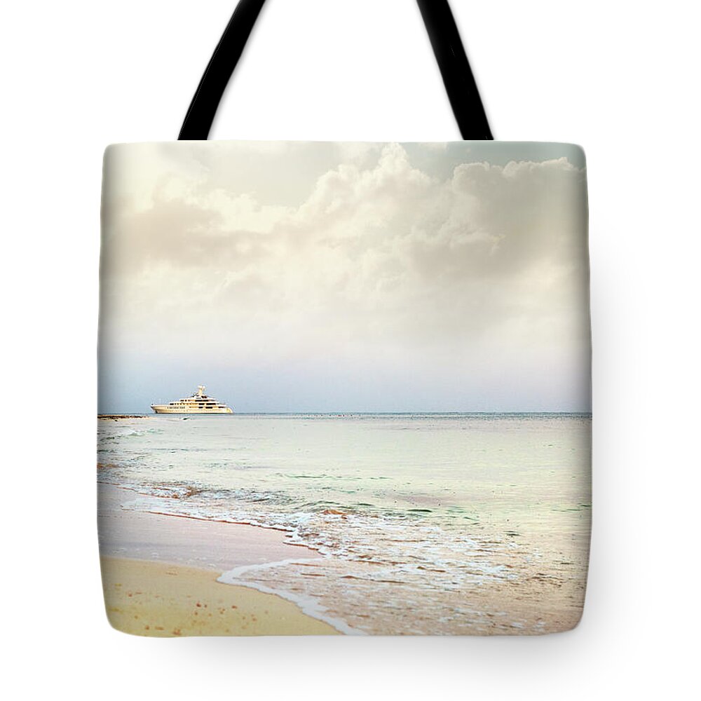 Outdoors Tote Bag featuring the photograph Luxury Yacht on Caribbean Sea by Good Focused