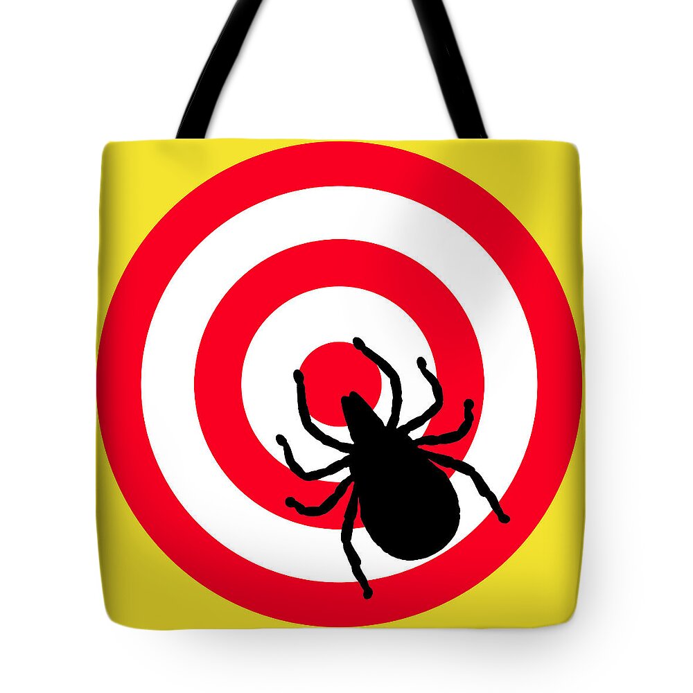Richard Reeve Tote Bag featuring the digital art Lyme Disease Ixodes Tick on Target by Richard Reeve