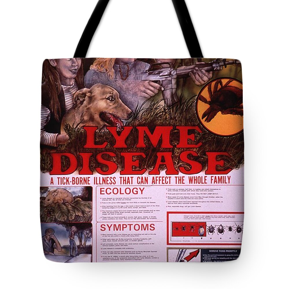 Medical Vintage Poster Tote Bag featuring the painting Lyme disease by MotionAge Designs