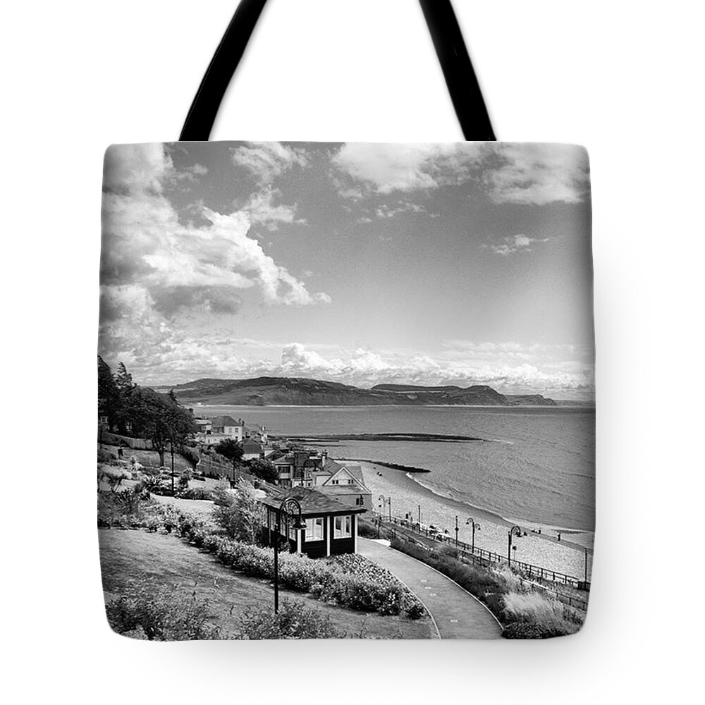 Blackandwhitephotography Tote Bag featuring the photograph Lyme Regis And Lyme Bay, Dorset by John Edwards