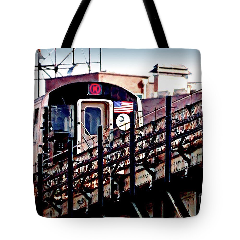 Subway Tote Bag featuring the digital art M Subway Train by CAC Graphics