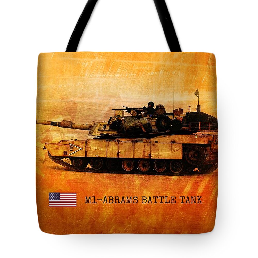 Us Military Tote Bag featuring the digital art M1 Abrams Battle Tank by John Wills