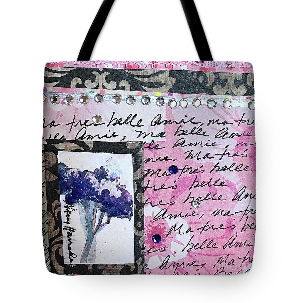 Mixed Media Tote Bag featuring the painting Ma Belle by Sherry Harradence