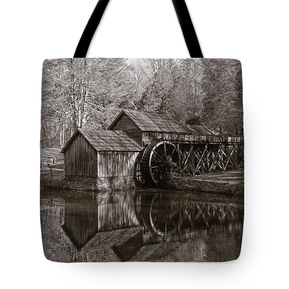 Mabry Mill Tote Bag featuring the photograph Mabry Mill - Meadows of Dan Virginia - Blue Ridge Parkway by Kerri Farley
