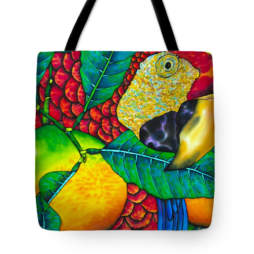 Jean-baptiste Design Tote Bag featuring the painting Macaw Close Up - Exotic Bird by Daniel Jean-Baptiste