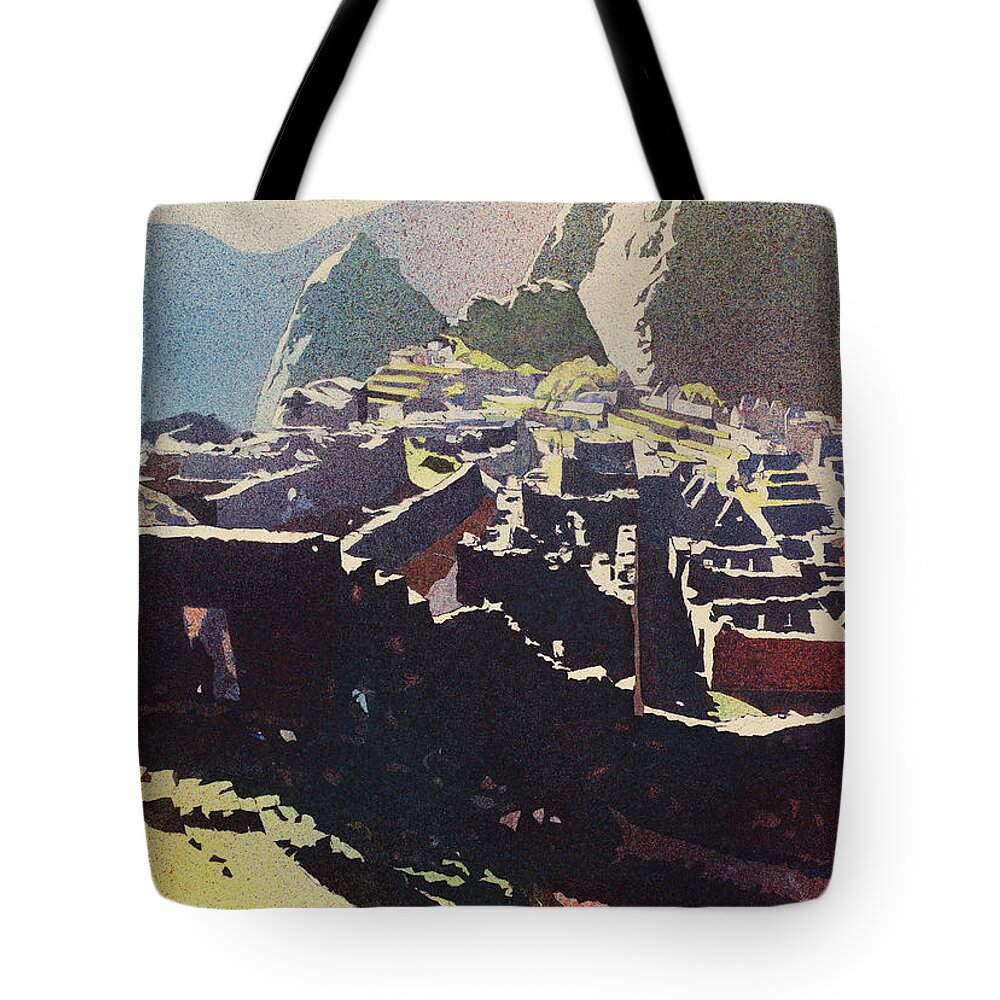 Machu Picchu Tote Bag featuring the painting Machu Picchu Morning by Ryan Fox