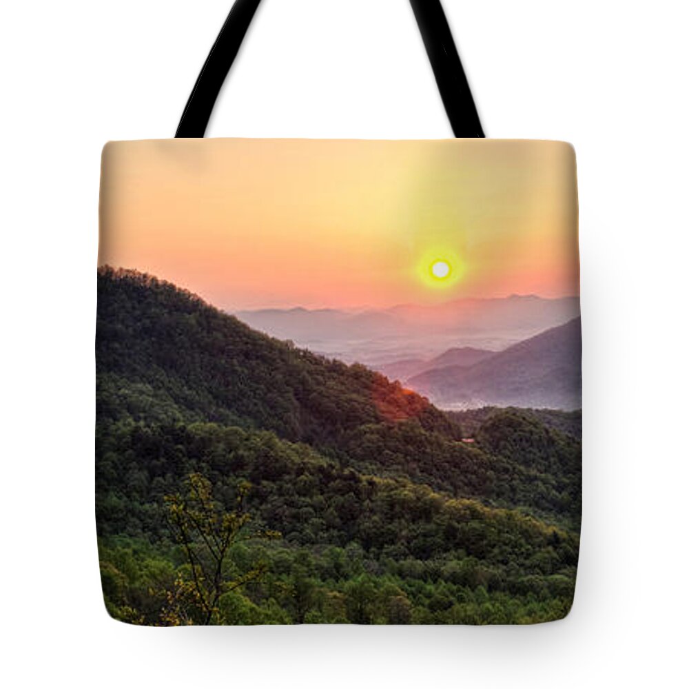 Sunrise Tote Bag featuring the photograph Macon County North Carolina Mountains by Greg and Chrystal Mimbs