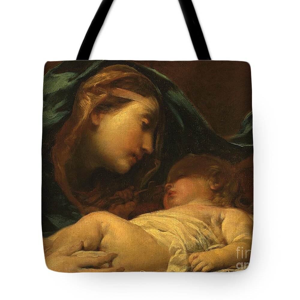 Madonna Tote Bag featuring the painting Madonna and Child by Giuseppe Maria Crespi