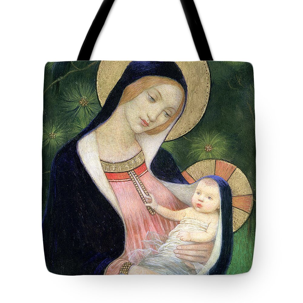 #faatoppicks Tote Bag featuring the painting Madonna of the Fir Tree by Marianne Stokes