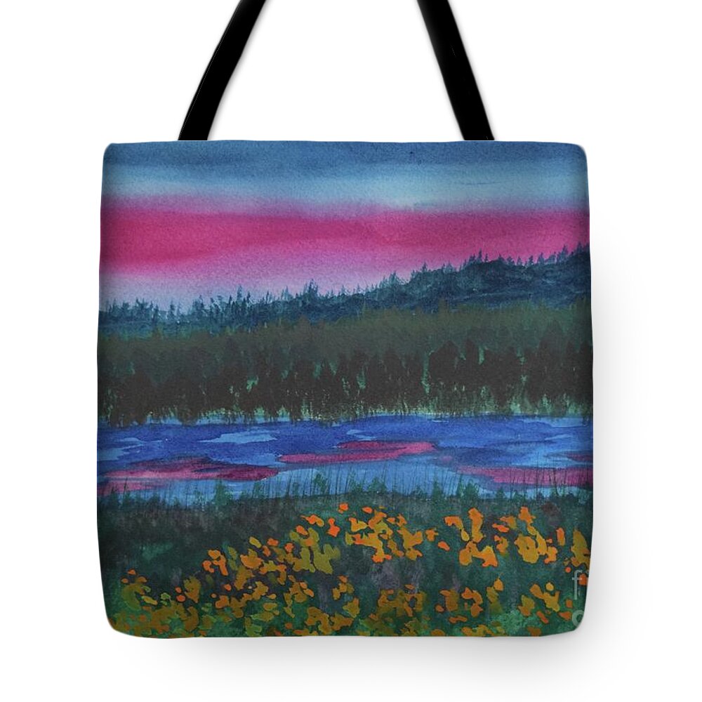 Barrieloustark Tote Bag featuring the painting Magenta Dusk by Barrie Stark