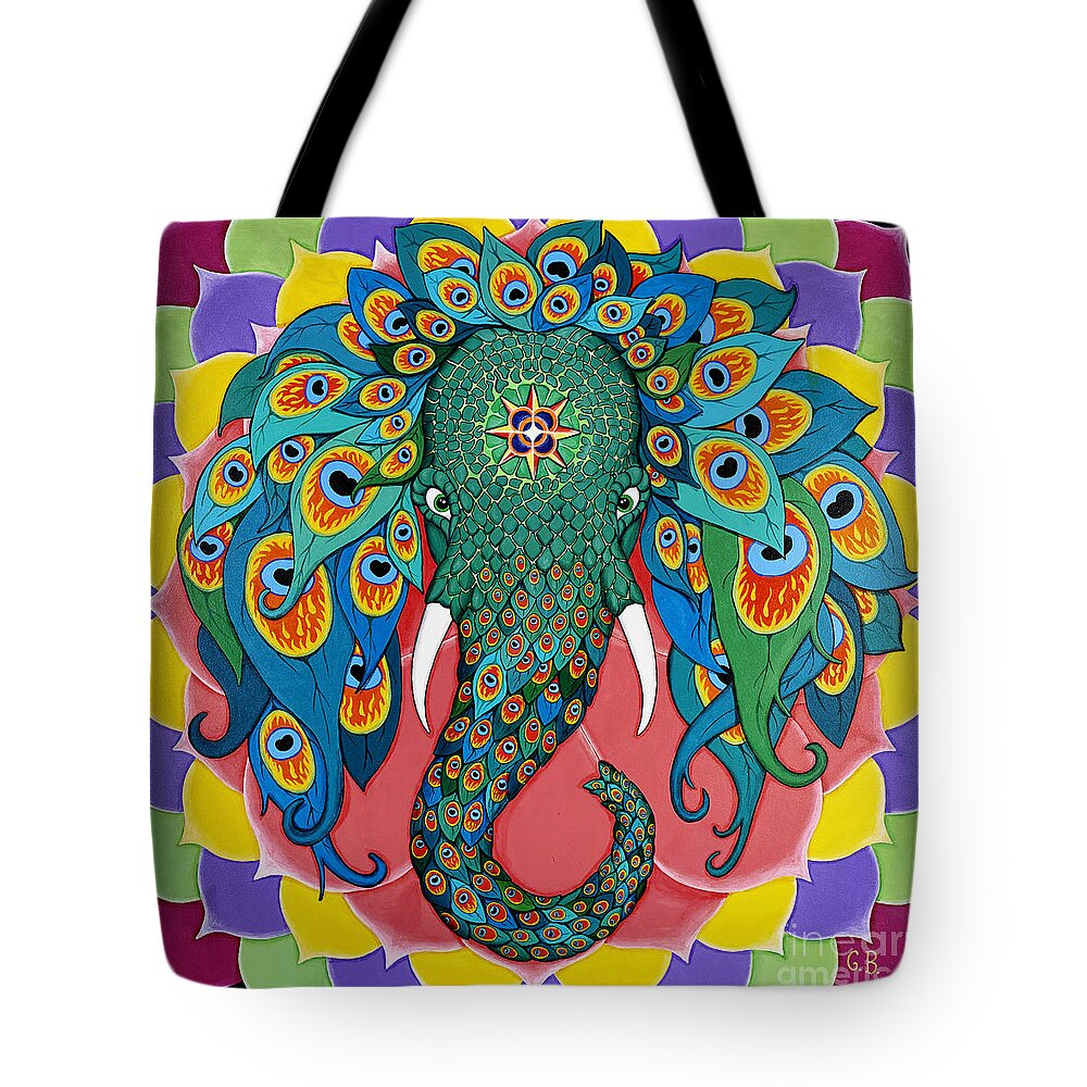 Elephant Tote Bag featuring the painting Magic Elephant by Galina Bachmanova