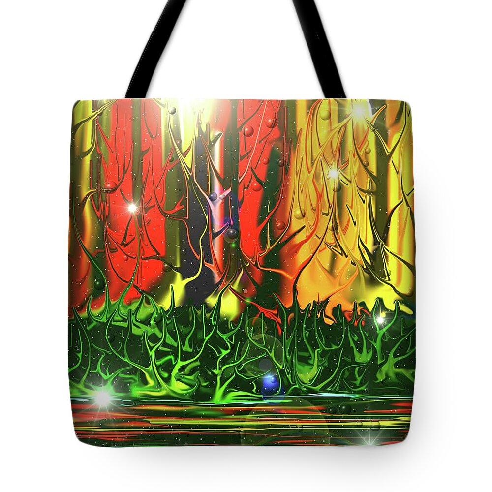 Forest Tote Bag featuring the digital art Magic Forest 2 by Darren Cannell