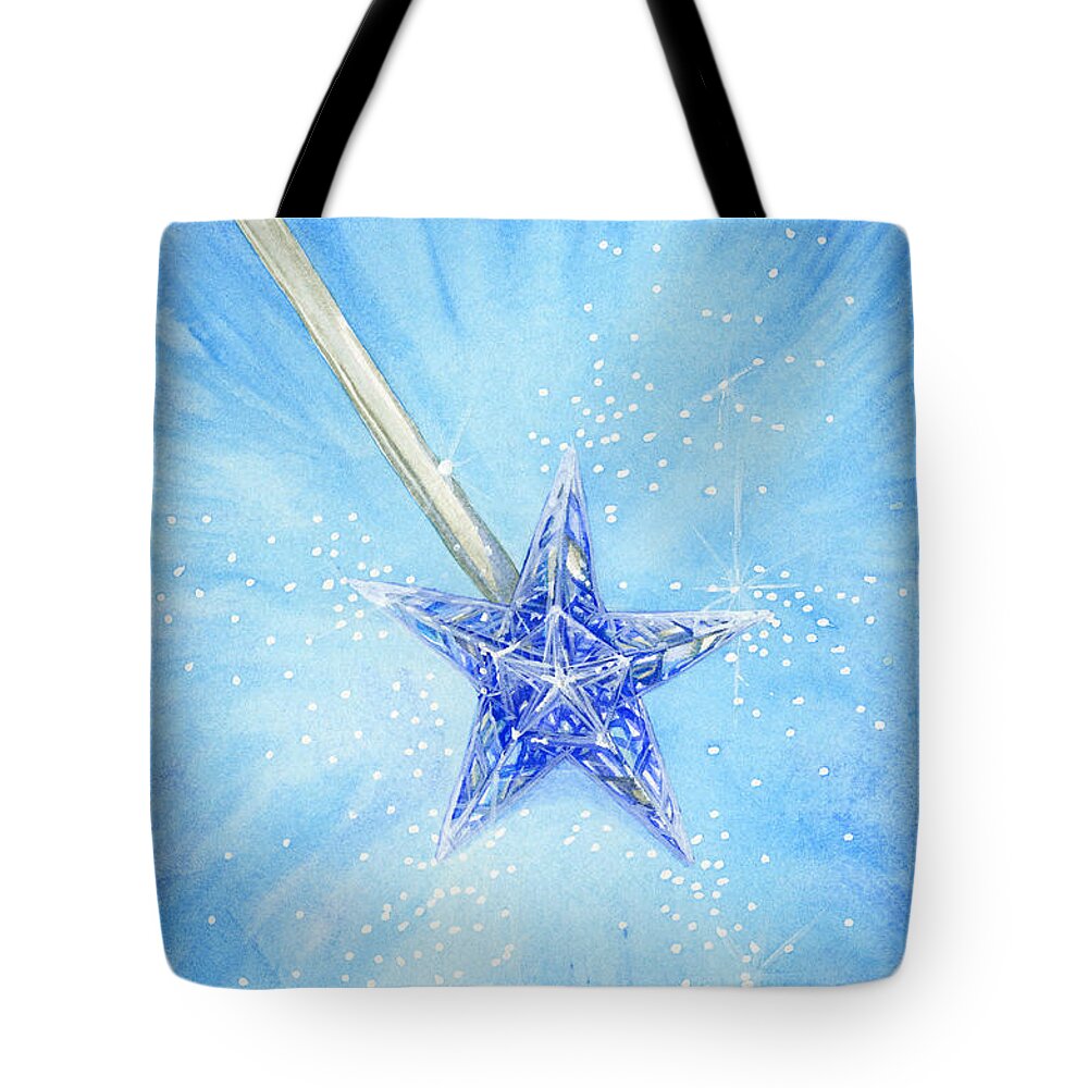 Blue Tote Bag featuring the painting Magic wand by Cindy Garber Iverson