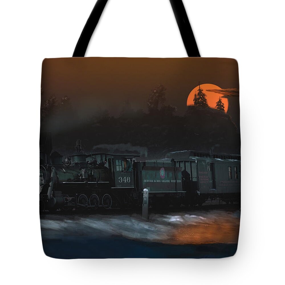 Trains Tote Bag featuring the digital art The Last Mile Before Home by J Griff Griffin