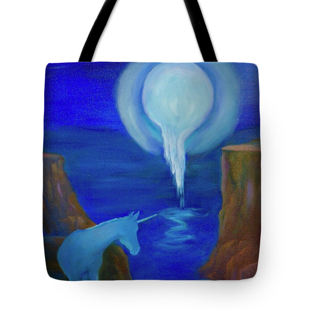 Moon Tote Bag featuring the painting Magical Azul by Nataya Crow