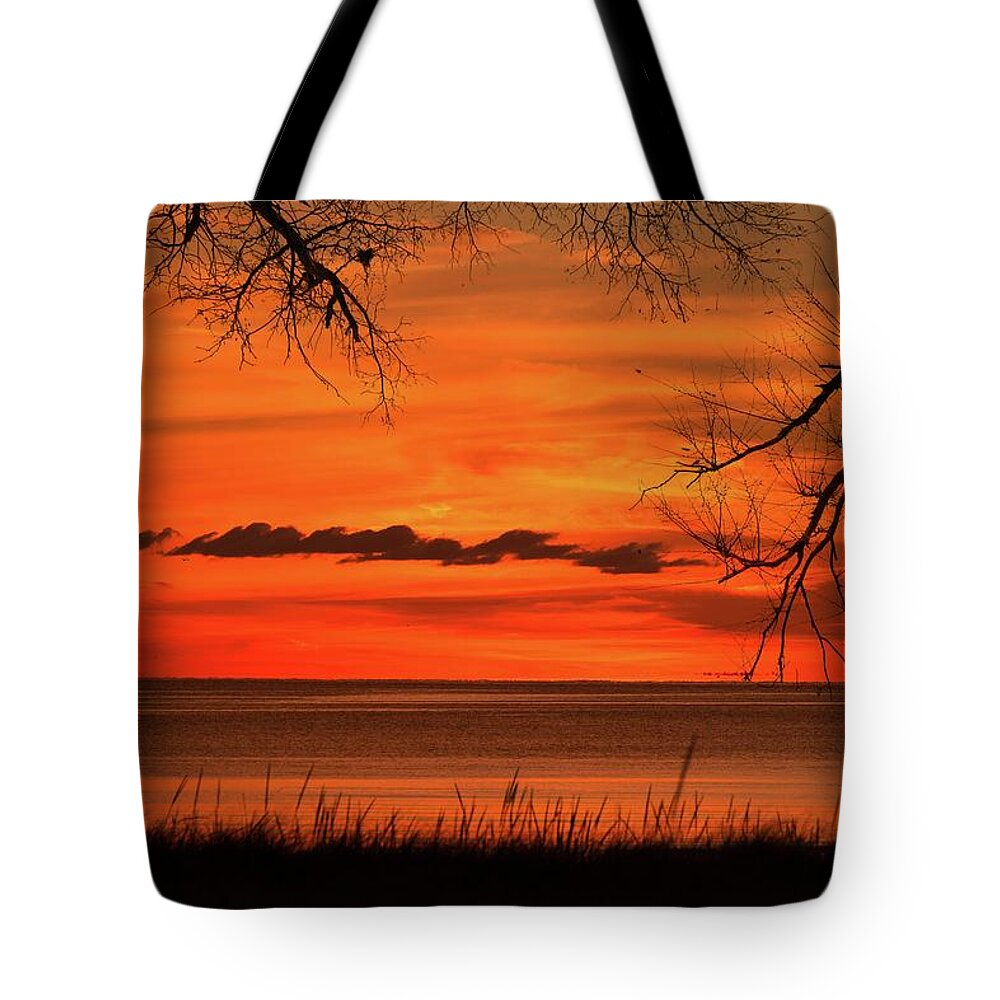 Sunset Landscape Tote Bag featuring the photograph Magical Orange Sunset Sky by Patrice Zinck