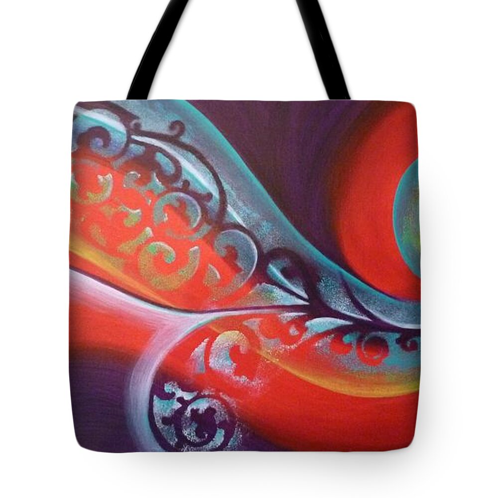 Abstract Tote Bag featuring the painting Magical Wave Fire by Reina Cottier