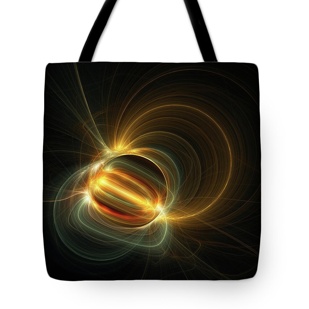 Magnetic Field Tote Bag featuring the digital art Magnetic Field by Scott Norris