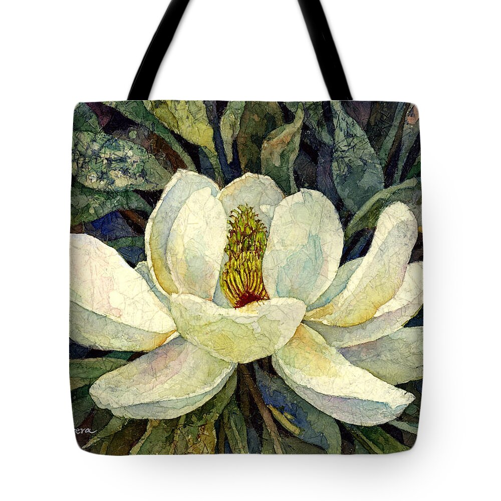 Magnolia Tote Bag featuring the painting Magnolia Grandiflora by Hailey E Herrera